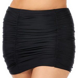 Raisins Curve Ruched Costa High Waist Swim Skirt Black